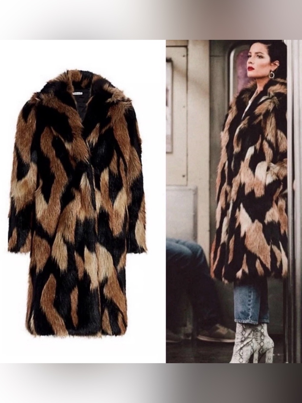 NWOT Alice + Olivia Yetta Faux Fur Coat In Black Medium Brown. Size S